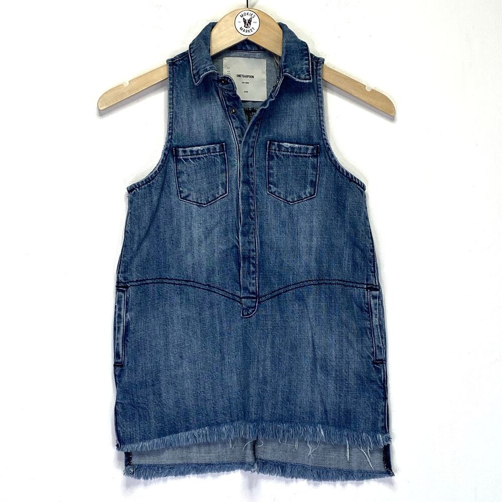 ONE TEASPOON Braxton Blue Denim Mini Dress Girls Sz 6-7 School Kidcore Edgy Rock
